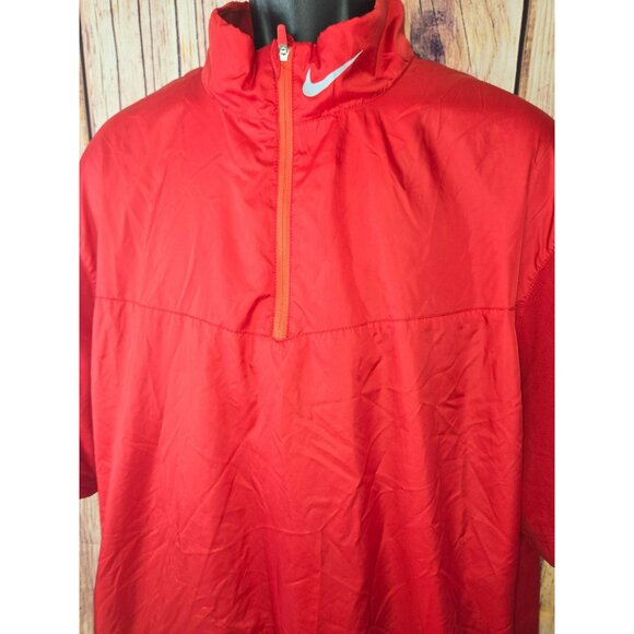 Nike Golf Mens Windbreaker Jacket XL Red Quarter-Zip Pullover Golf - Picture 3 of 9